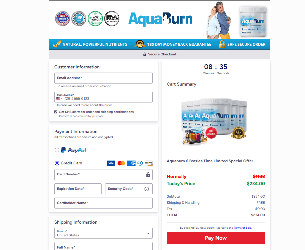 AquaBurn Checkout Page